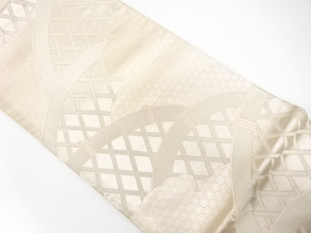 JAPANESE KIMONO / ANTIQUE FUKURO OBI / SILK / WOVEN KIKKO PATTERN